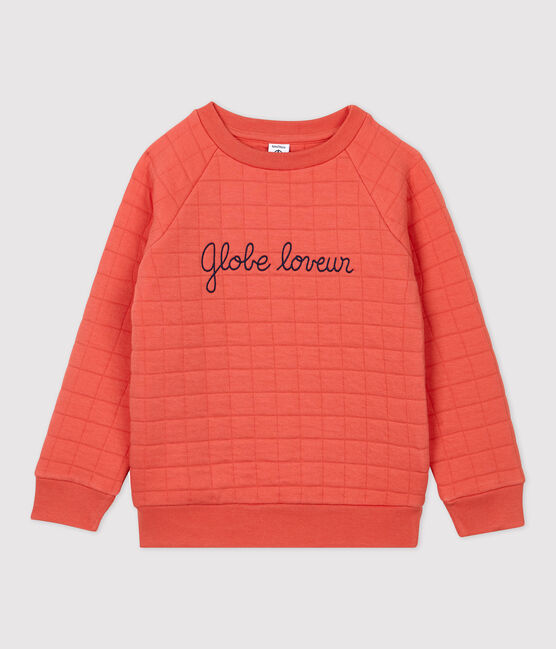 Kinder-Sweatshirt aus gestepptem Doppeljersey für Mädchen / Jungen orange OURSIN